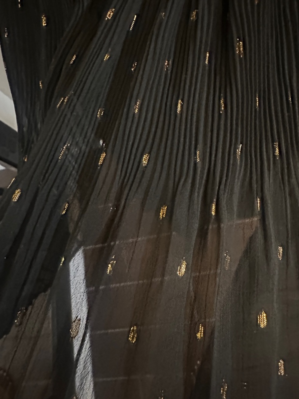 Chelsea & Violet Black Tiered Maxi Skirt with Gold Dot Accents - Picture 4 of 6